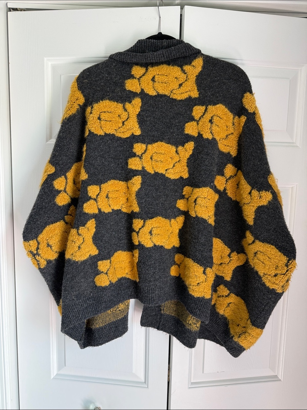 Pilcro Rosetta Charcoal and Mustard Floral Open-Front Cardigan - Picture 3 of 4